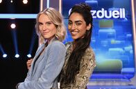 Quizduell - Olymp – Die Kandidatinnen des Teams ”Topmodel": Kim Hnizdo (l.) und Sayana Ranjan (r.), beide Models.
