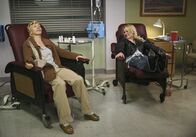 Desperate Housewives – Während der Autofahrt zu Traver, erinnern sich Lynette (Felicity Huffman, l.) und die anderen an die schönsten Momente mit Edie (Nicolette Sheridan, r.) ...