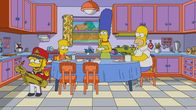 Die Simpsons – (v.l.n.r.) Lisa; Bart; Marge; Homer