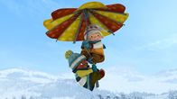 Snowsnaps' Winterspiele – Jonas und Sami versuchen das Beste, aus dem Sturm zu machen.