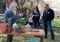 CSI: Vegas – Eine Spur im Fall der verschwundenen Leichen führt Ray Langston (Laurence Fishburne, re.) und Sara (Jorja Fox) zu Dr. Aden (Howard Hesseman), einem ehemaligen Psychologieprofessor, der mit Arbeiten im parapsychologischen Bereich Furore gemacht hat.
