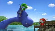Super Wings – Nessie grüßt Mira, Callum und Jett.