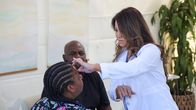 Dr. Pimple Popper – Dr. Sandra Lee feels the hidrocystomas on Ebonee P. left eye.