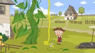Maschas Märchen – Über Nacht ist eine riesige Bohnenranke gewachsen, die Hans hochklettern möchte.