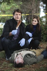 Castle – Ob die Feder, die Castle (Nathan Fillion, l.) am Tatort findet, wirklich eine Bedeutung hat? Kate Beckett (Stana Katic, r.) bezweifelt dies sehr ...