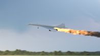 Mayday - Alarm im Cockpit – Das Triebwerk der Concorde wird von Flammen verschlungen. (Kredit: Cineflix)
