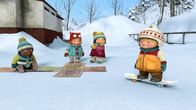 Snowsnaps' Winterspiele – Die Freunde staunen über Samis neues Snowboard-Trampolin.