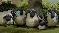 Shaun das Schaf – Die Hitze ist unerträglich auch der Baum bietet ein wenig kühlenden Schatten. Die Schafe leiden.