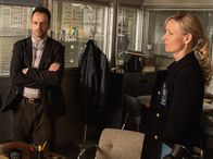 Elementary – During the search for Ennis, an unpredictable criminal, Sherlock (Jonny Lee Miller, left) is forced to work alongside Kathryn Drummond (Kari Matchett), the FBI profiler who literally wrote the book on him, on a special night, immediately following the Super Bowl.