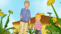 Meine Freundin Conni – Conni und Papa müssen Unkraut jäten.
