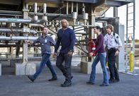 Navy CIS: L.A. – L-R: Chris O'Donnell (Special Agent G. Callen), LL COOL J (Special Agent Sam Hanna), Daniela Ruah (Special Agent Kensi Blye) and Eric Christian Olsen (LAPD Liaison Marty Deeks).
