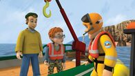 Feuerwehrmann Sam – Sam rettet Sarah und James vom Kutter. Norman bleibt und hilft Charlie mit der Reparatur.