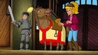 Bibi und Tina – Durch Bibis (r.) Hexkunst wird Ferienkind Jonas (l.) zu einem echten Ritter.