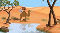 Mouk, der Weltreisebär – Mouk und Chavapa sind in Afrika, in der Sahara. Sie sollen ihrem Freund Zerda einen Glücksbringer von dessen Oma geben, damit er beim bevorstehenden Dromedar Rennen gewinnt.