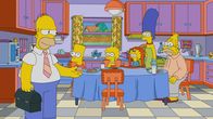 Die Simpsons – (v.l.n.r.) Homer; Bart; Lisa; Maggie; Marge; Grampa