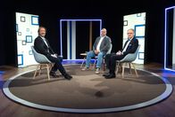 Südostschweiz Standpunkte – Moderator Pesche Lebrument, Andrea Masüger, Präsident Verlegerverband Schweizer Medien und Joachim Braun, Co-Chefredaktor «Südostschweiz» Copyright: SRF/Somedia Press AG; Nationalratswahlen Graubuenden Wahl