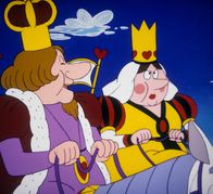 Alice im Wunderland – Der Herzkönig ist von den Reitkünsten seiner Gemahlin beeindruckt.