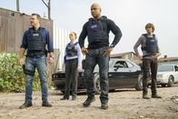 Navy CIS: L.A. – L-R: G. Callen (Chris O'Donnell), Ellen Whiting (Karina Logue), Sam Hanna (LL Cool J), Marty Deeks (Eric Christian Olsen)