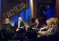 Nachtcafé Classics – SWR Fernsehen NACHTCAFÉ FOLGE 556, "Gäste bei Wieland Backes - Wie viel Nähe braucht die Liebe?" Uhr. v.li.: Gitte Haenning, Wieland Backes, Prof. Alexander Noyon Judith Jersey, Mel Jersey.