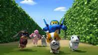 Super Wings – Jerome hat die Hundebabys im Labyrinth gefunden.