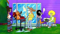 The Freak Brothers – (v.l.n.r.) Gretchen; Kitty; Freewheelin' Franklin Freek; Phineas T. Phreakers; Fat Freddy Freekowtski