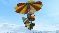 Snowsnaps' Winterspiele – Jonas und Sami versuchen das Beste, aus dem Sturm zu machen.