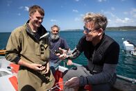 Gordon Ramsay: Kulinarische Abenteuer – New Zealand - Fluff (center) stands by while Zane (L) and Gordon Ramsay (R) prepare to freedive for pāua, regarded as one of the ocean's greatest delicacies.