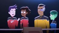 Star Trek: Lower Decks – L-R: Brad Boimler, Beckett Mariner, Sam Rutherford, D'Vana Tendi