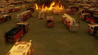 Fabriken der Superlative – CGI image - Pierce Fire Trucks are going to the abyss of fire.