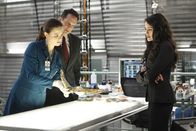Bones - Die Knochenjägerin – v.l.n.r.) Dr. Brennan (Emily Deschanel); Andrew Hacker (Diedrich Bader); Dr. Catherine Bryar (Rena Sofer)