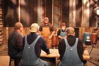 Moonshiners: Master Distiller – Tony and Gian standing in front of judges.