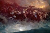 Die Mythen der Wikinger – In Asgard testen die Götter zum Spaß Baldrs neue Unsterblichkeit, indem sie auf ihn schießen.