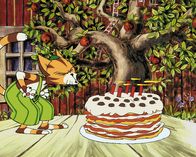 Pettersson und Findus – Endlich ist es soweit: Findus kann die Kerzen auf seiner Geburtstagstorte auspusten.