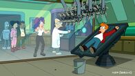 Futurama – Eine kleine Erkältung hat noch keinem geschadet, denkt sich Fry (r.). Bender (l.), Amy (2.v.l.), Hermes (3.v.l.), Leela (3.v.r.) und der Professor (2.v.r.) sehen das jedoch ganz anders ...