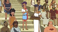 Krapopolis – Mitte, v.li.: Tyrannis, Deliria