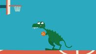 Animanimals – Der T-Rex versucht den Korb zu treffen.