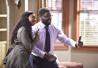 Rel – Brittany (Jessica "Jess Hilarious" Moore, l.); Rel (Lil Rel Howery, r.)