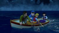 Feuerwehrmann Sam – Professor Pickles, Gareth, Gwendolyn und Frau Chen sind mit einem Boot aufs Meer gefahren. Sie hoffen, dass dort weniger Wolken die Sicht auf den Mond versperren. Doch ohne Teleskop wird es schwierig, den Mond zu beobachten.