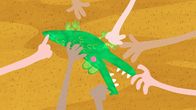 Unser Sandmännchen – Beim Kitzelkanon wird mit Vokalen beim Singen gespielt - und auch ein bisschen gekitzelt.