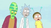 Rick and Morty – L-R: Zeep, Rick, Morty