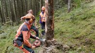 Anna auf der Alm – Anna soll Holznachschub besorgen. Förster Christian und seine Waldarbeiter sind ihr dabei behilflich.