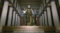 Megapolis – Im Innern des Parthenons stand die kolossale Statue der Athene, Göttin der Weisheit, Schutzpatronin und Namensgeberin der Stadt. (3D-Grafik)