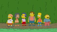Die Simpsons – (v.l.n.r.) Martin; Lewis; Milhouse; Nelson; Bart; Ralph