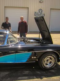Fast N' Loud – Richard Rawlings and Keith Hagan talk next to the open hood of the '58 Corvette.
