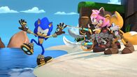 Sonic Prime – v.li.: Sonic the Hedgehog, Batten Rouge, Black Rose, Sails Tails