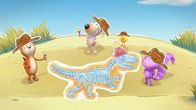 Dylans Spielkiste – Als Dinosaurierexperten graben Ozzy (l.), Dylan (2.v.l.), Bitsy (2.v.r.) und Daisy (r.) das Skelett eines Dinosauriers aus. Wundersamerweise trägt dieser Saurier Ozzys Mütze. Die Freunde nennen die Spezies daher "Ozzysaurus".