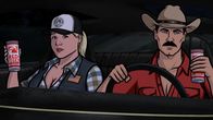 Archer – Ein Roadtrip mit ganz besonderen Überraschungen wartet auf Archer (r.) und Pam (l.) ...