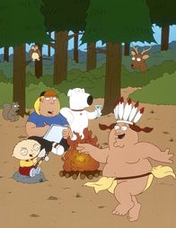 Family Guy – (v.l.n.r.) Stewie, Chris, Brian und Peter verbringen eine dubiose Nacht draußen am Lagerfeuer.