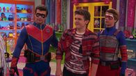 Henry Danger – L-R: Captain Man / Ray Manchester (Cooper Barnes), Jasper Dunlop (Sean Ryan Fox), Henry Hart (Jace Norman)