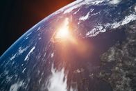 Der Untergang der Dinosaurier – Landschafts VFX Bild von Chicxulub Asteroideneinschlag auf die Erde vom Weltraum aus gesehen